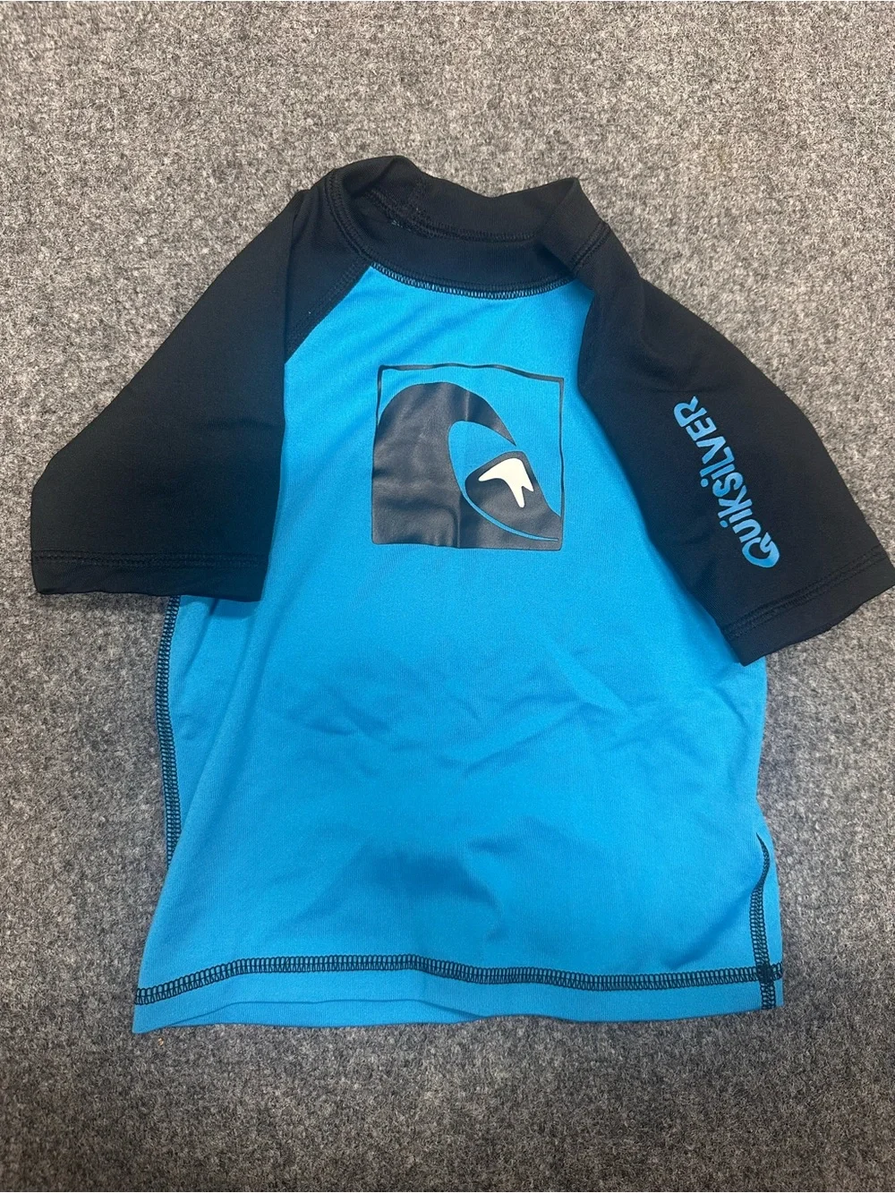 Quiksilver Blue and Black Kids' Short Sleeve Rashguard